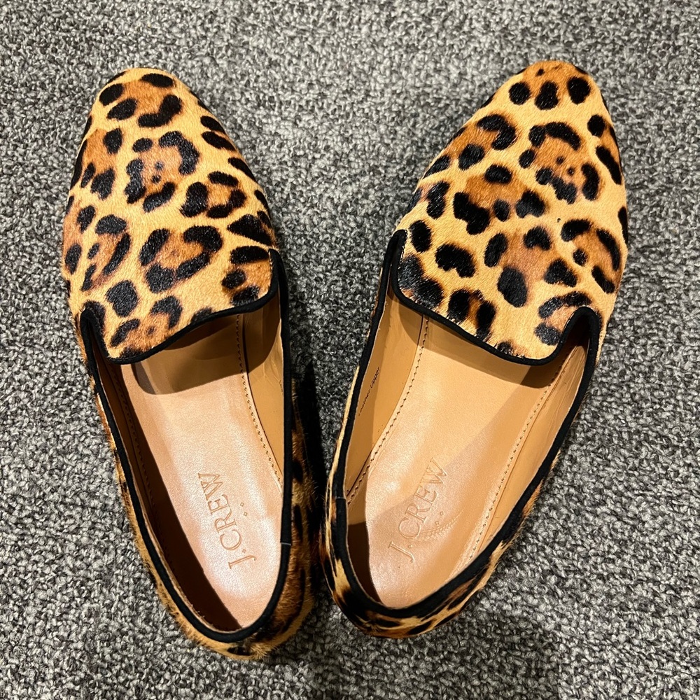 J.Crew Smoking Loafer in Leopard Calf Hair